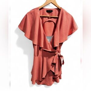 Ella Blue Rose Wrap Romper